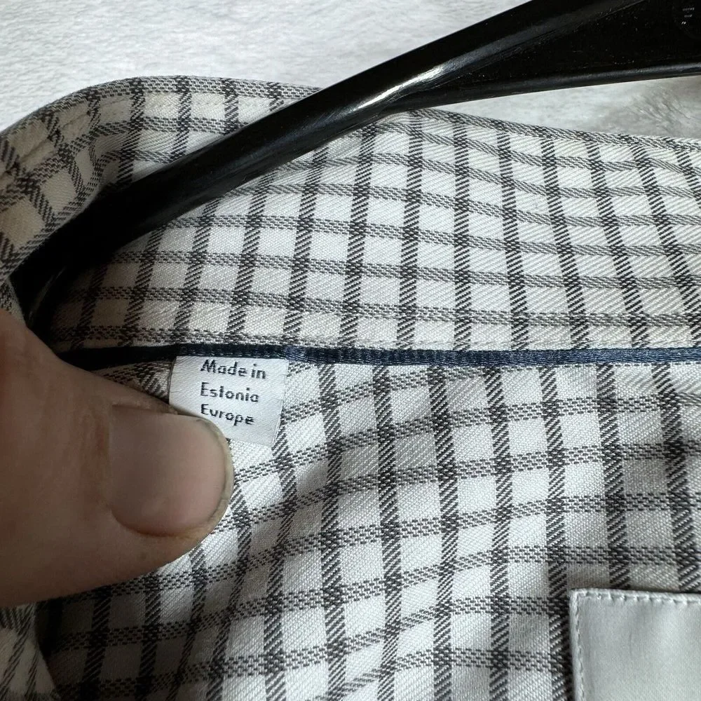 Eton Shirt Men 16.5/42 White Check‎ Contemporary Casual Office Classic Button Up - Picture 6 of 14